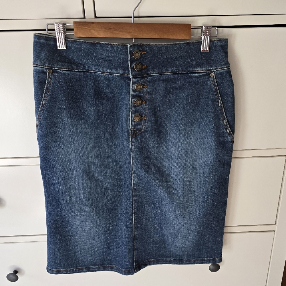 Denim Skirt with Button Details